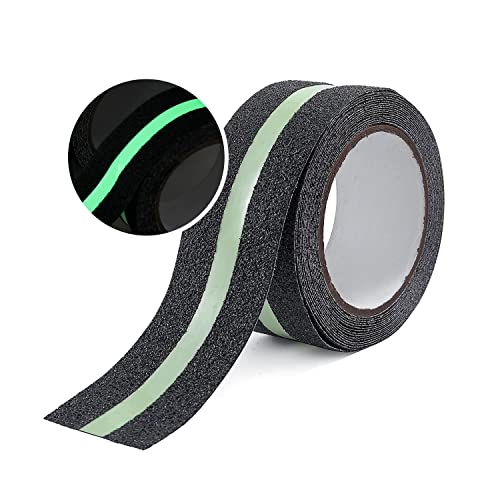 Reniteco Glow-In-The-Dark Anti Slip Traction Tape - 2" X 16.5Ft, Black - Enhance Safety On Wet Surfaces - Perfect For Stairs, Showers, Bathtubs #TOP17