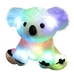 Glow Guards 10\'\' Light up White Koala Stuffed Animal LED Soft Plush Wildlife Toy with Rainbow Night Lights Ideal Birthday Children\'s Day for Toddler Kids