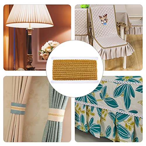 Fingerinspire 25 Yard Metallic Scroll Braid Trim Embellishment, 3/8Inch Wide Dark Gold Polyester Ribbon With Wave Pattern Gimp Braid Lace Ribbon For Garment Accessories Costume Jewelry Crafts Sewing #TOP6