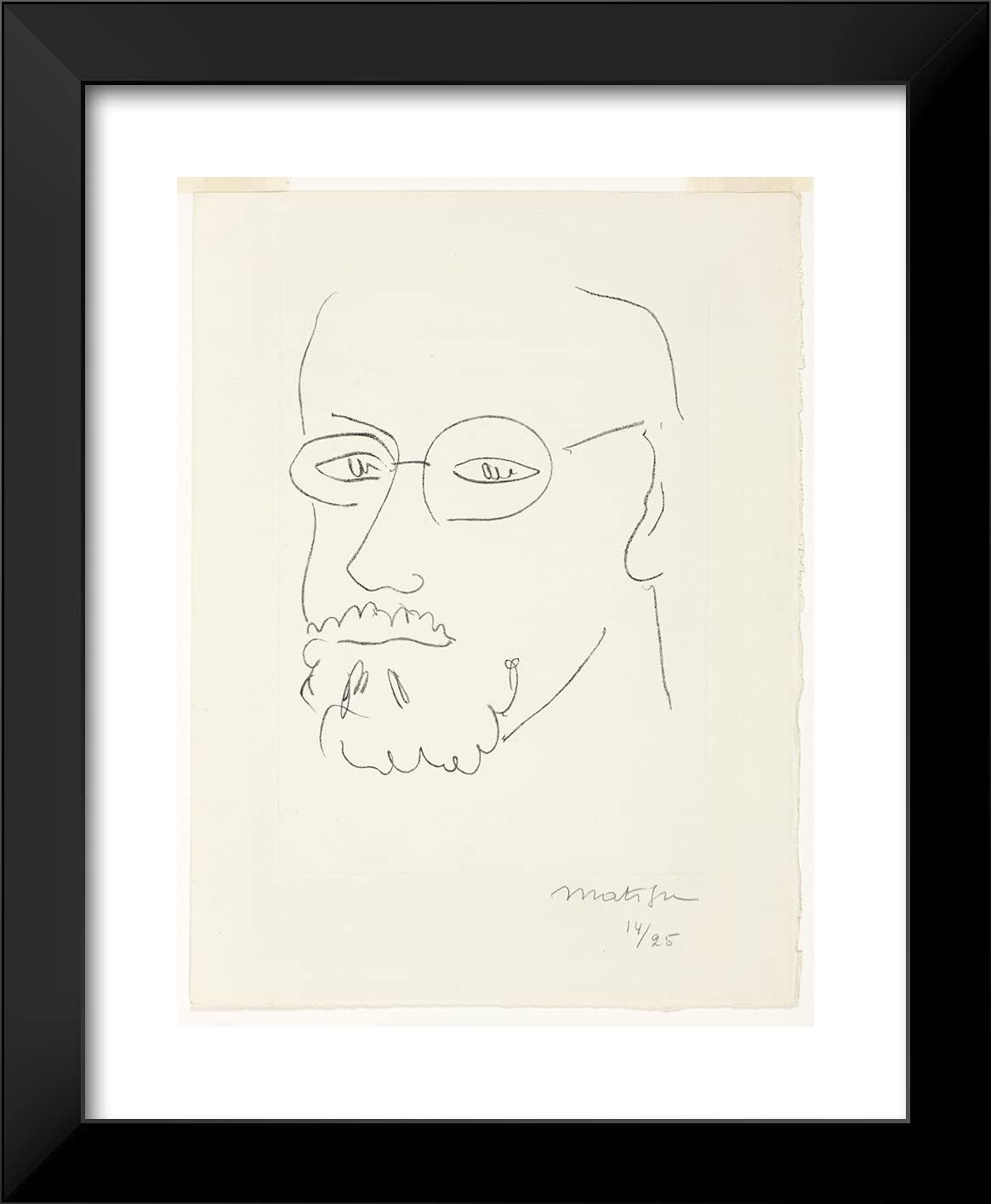 ArtDirect Henri Matisse 20x24 Black Modern Framed Art Print Titled Self Portrait, Three-Quarter View