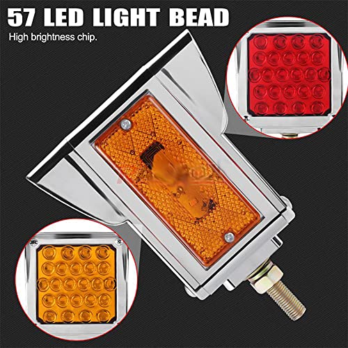 12v 24v Trailer De Caminhão Quadrado Face Dual Stop Turn Turn Light Amber Red 57 Luz De Freio Para T