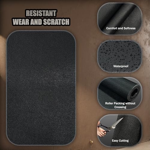 No Creasing Leather Fabric, Faux Leather, Vinyl Fabric, for Upholstery Crafts, DIY Sewings, Sofa, Handbag, Earrings, Hair Bows Decorations (Black 54 * 12inch) - Thumbnail 4