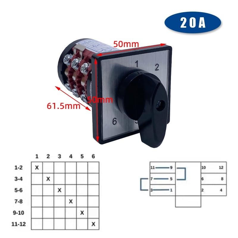 HZ8B-20/5/3 Electrical Control Switch Three Layers 20A 1-6 Positions Changeover Rotary Cam Switch Interruptor