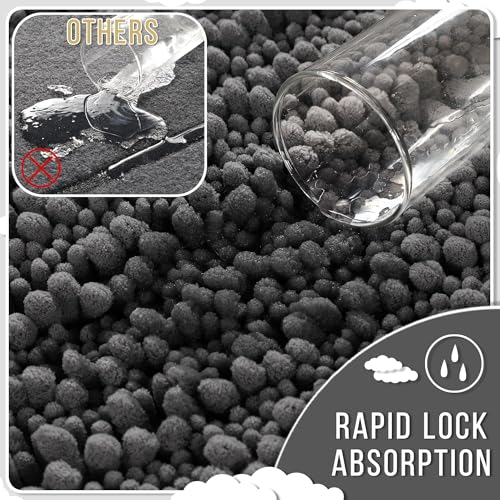 Bathroom Rugs Non Slip Washable - Ultra Soft Absorbent Chenille Bath Mat, Quick Dry Shaggy Floor Carpet for Tub Shower, Dark Gray Home Decor Accessories, 24x17 Inch