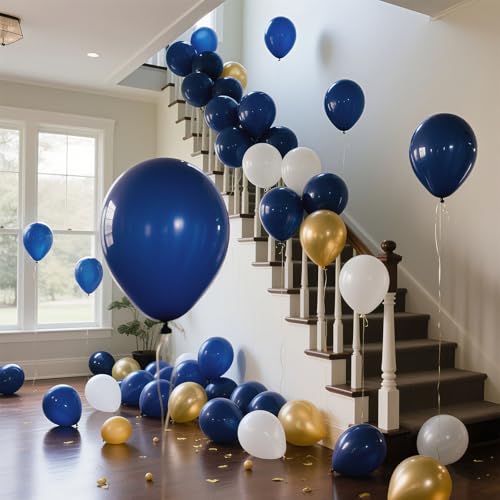 Image of Navy Blue Balloons Latex Party Dark Blue 10 Pack 36 inch Round Navy Balloons for Wedding Graduation Birthday Party Backdrop Decorations