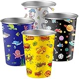 4er Edelstahl Becher für Kinder, 350ml Trinkbecher Tassen Trinkgläser Geschenk für Mädchen Junge 6 7 5 4 8 9 3 jahre (Gelb Boom, Blau Ozean, Schwarz Weltraum, Weiß Einhorn)