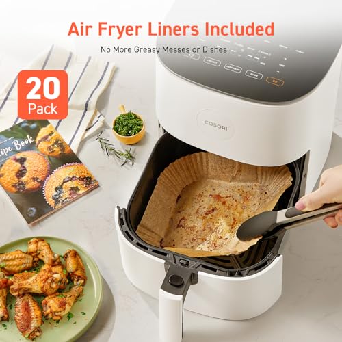 Image of COSORI Air Fryer Pro LE 5-Qt Airfryer, With 20PCS paper liners, 10 Functions that Dry, Bake, Roast &Preheat, Shake Reminder, Up to 450℉, 85% Oil less, Compact, 130+ Recipes, Dishwasher Safe, White