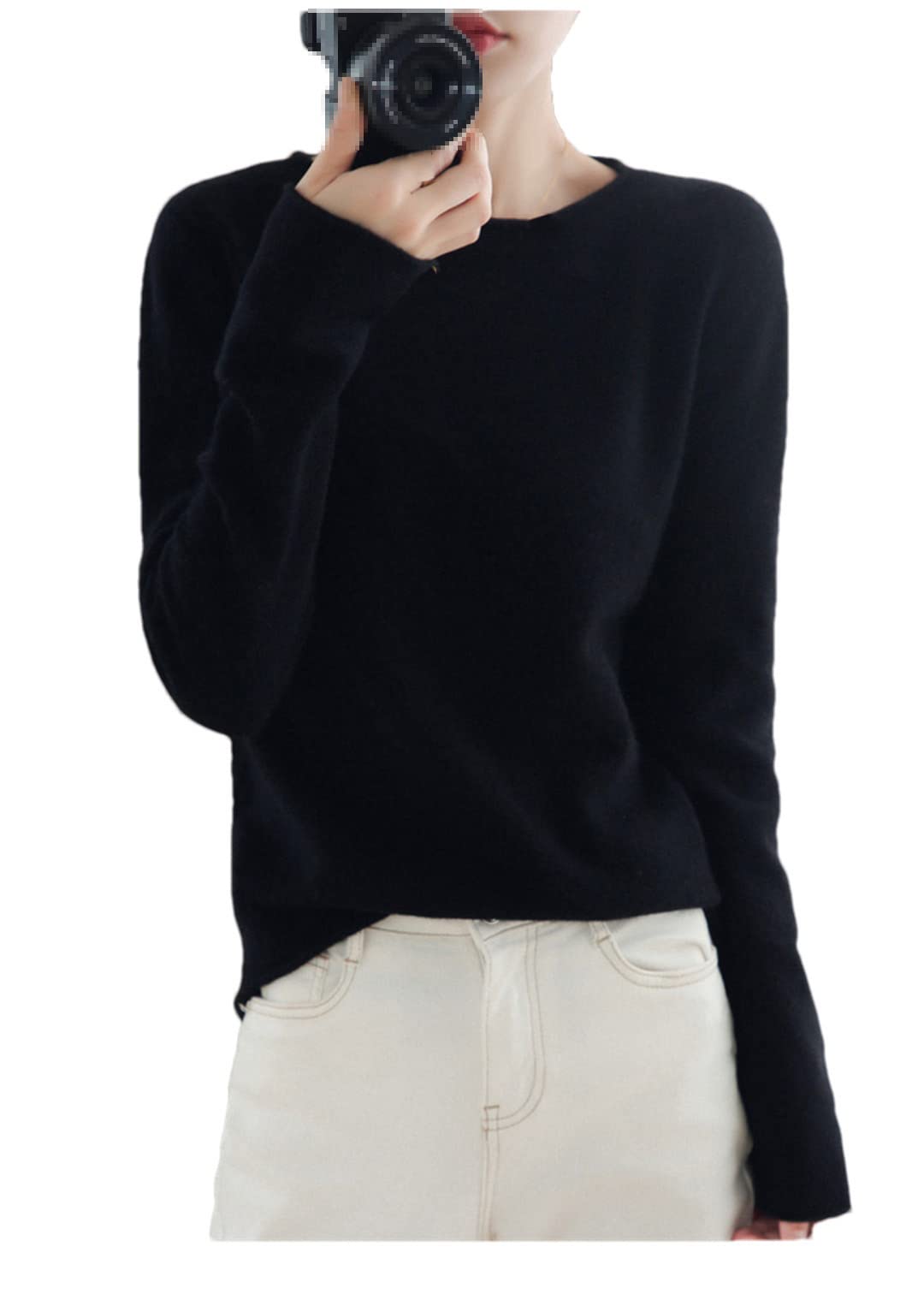 Printemps et automne roulé col rond laine pull femme pull basique tricot bas chemise