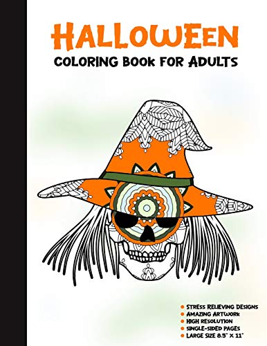 Halloween Coloring Book for Adults: 50 Halloween Illustrations Printed On One Side, Safe For Markers | Fun Craft Activity Gift | Stress Relieving Designs (Spooky House)