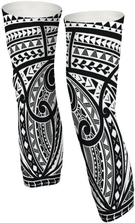 Leg Sleeves for Men and Women, Polynesian Tribal Tattoo Pattern, Full Length Leg Warmers for Sport