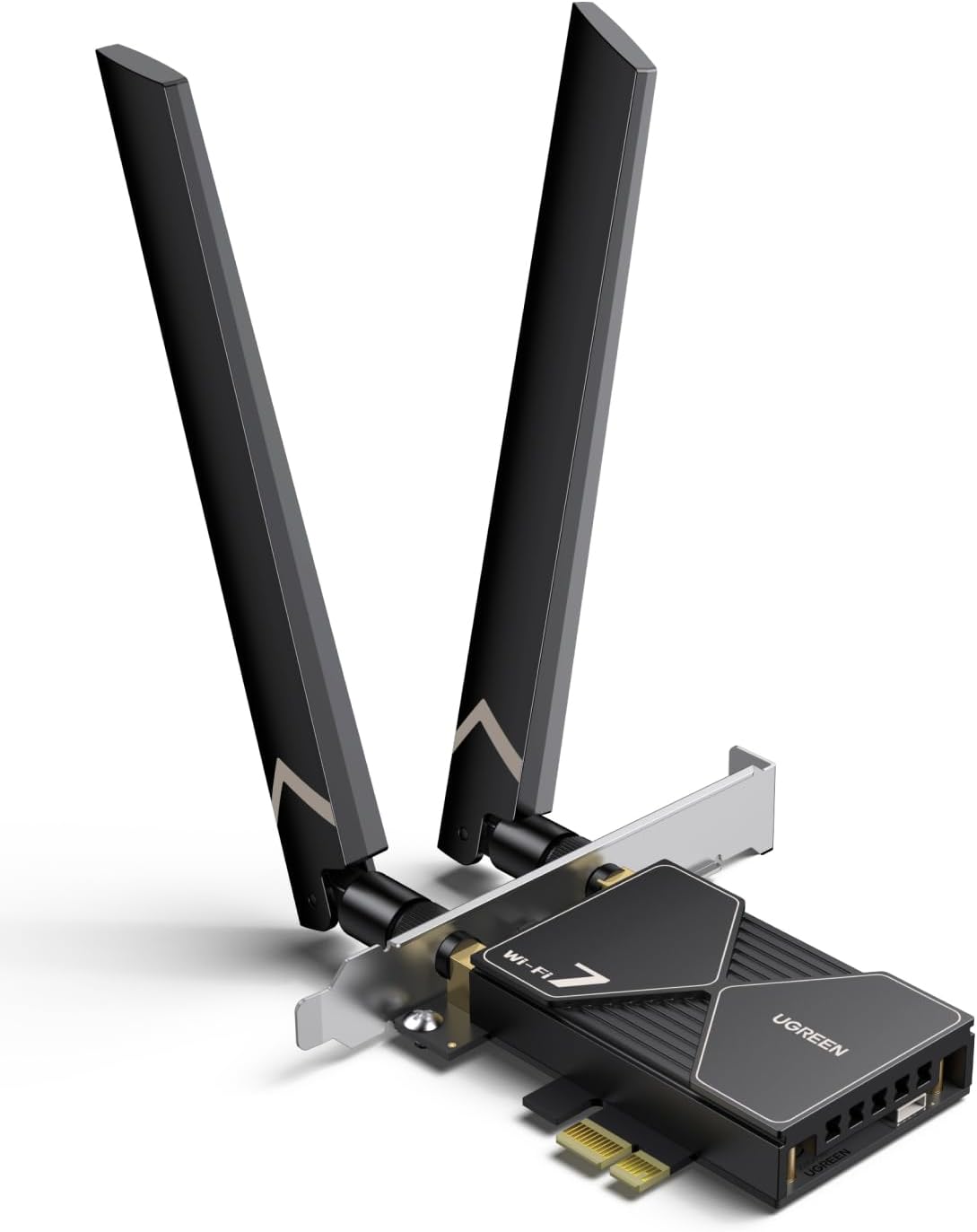 UGREEN WiFi 7 BE6500 PCIe WiFi Card, Bluetooth 5.4, IEEE 802.11ax/be, 6G 2882Mbps/5G 2882Mbps/2.4G 688Mbps Tri Band, MLO Technology, Flexible Dual 6dBi High Gain Antenna, WPA3, Support Windows 11 Only