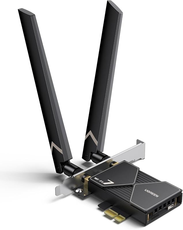 Placă de rețea UGREEN WiFi 7 BE6500 PCIe WLAN, Bluetooth 5.4, 6 GHz, MLO, cu 2 antene de 6 dBi, WPA3, compatibilă cu Windows 11
