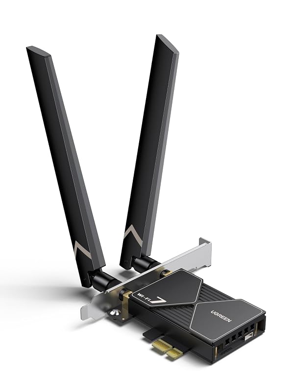 UGREEN WiFi 7 BE6500 PCIe WiFi Card, Bluetooth 5.4, IEEE 802.11ax/be, 6G 2882Mbps/5G 2882Mbps/2.4G 688Mbps Tri Band, MLO Technology, Flexible Dual 6dBi High Gain Antenna, WPA3, Support Windows 11 Only by UGREEN - Used condition - US$40.41