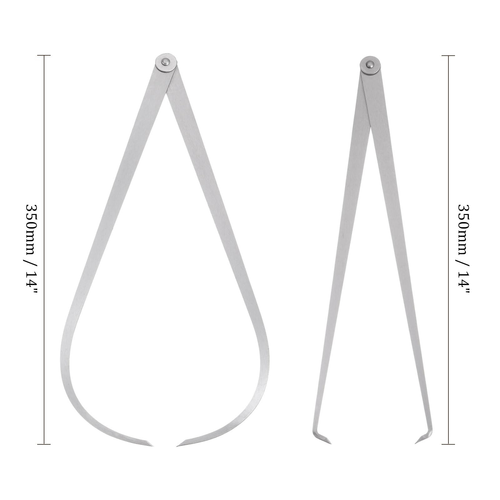 Ensemble de Compas Intérieur et Extérieur à Joint Ferme - Outil de Mesure en Acier Inoxydable [14 Pouces] pour Mesurer les Dimensions, Ton Argent