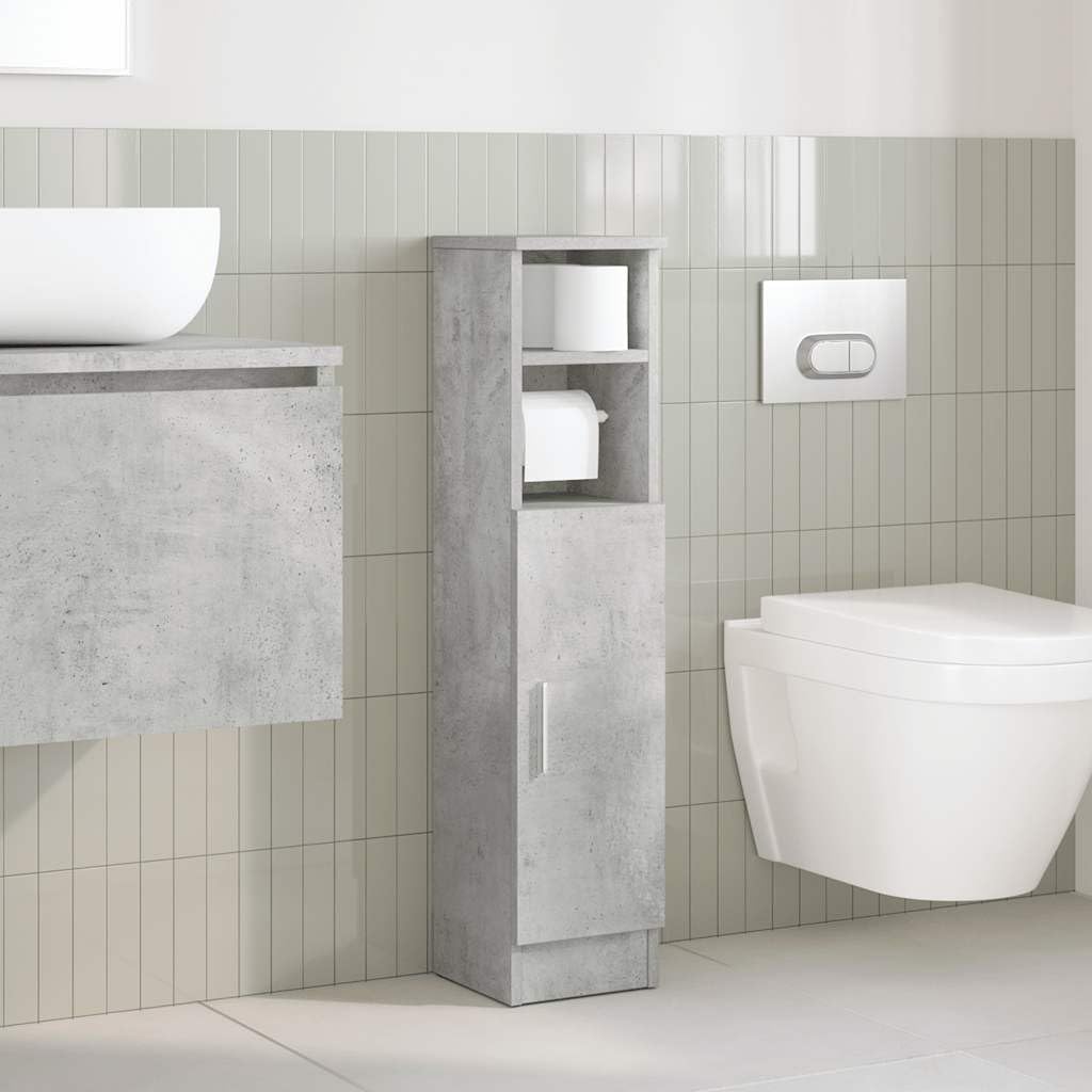 vidaXL Mobile da Bagno con Portarotolo Grigio Cemento 20,5x22x90 cm