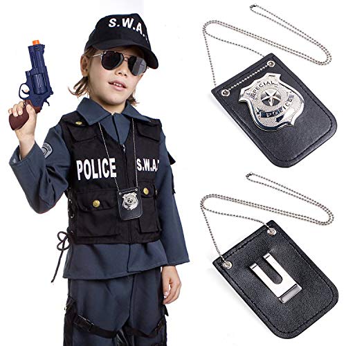 Police Accessories Role Play Set for Kids with Police Badge, Gun, Belt, Handcuffs, Baton, Sunglasses, Walkie Talkie, Whistle Police Toys Birthday Gifts Police Officer Costume Dress Up for Boys Girls