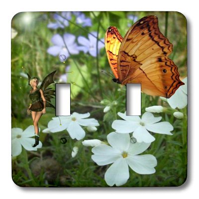 Interruptor doble decorativo de hada y mariposa de 3dRose para pared 3