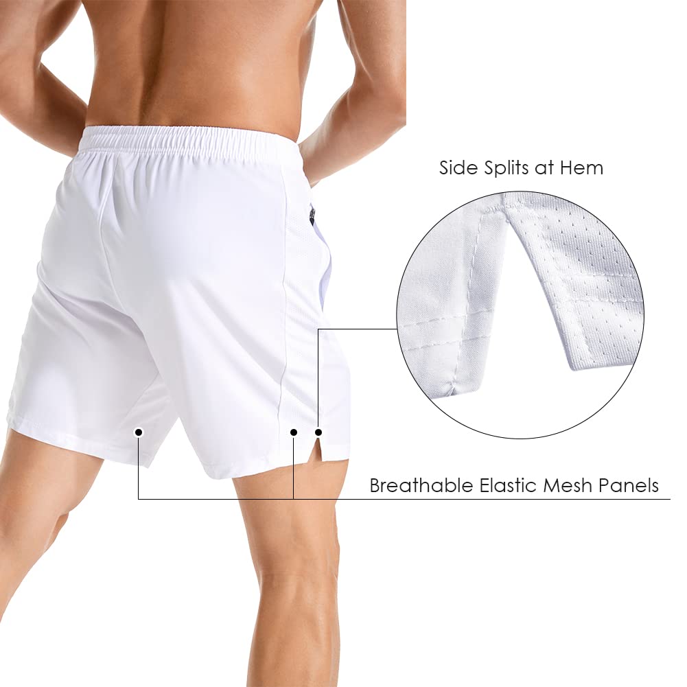Pantalones cortos deportivos para correr para hombre, ligeros, de secado rápido, con bolsillos con cremallera