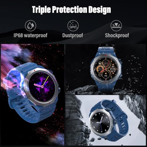 Military Smart Watches for Men with Bluetooth Call, 1.39"HD Tactical Fitness Watch, 24/7 Heart Rate Sleep Monitor, Smart Watch for Men 110+ Sport Modes,30Day,IP68 Waterproof Smartwatch for Android iOS by Atheewon - Image 6