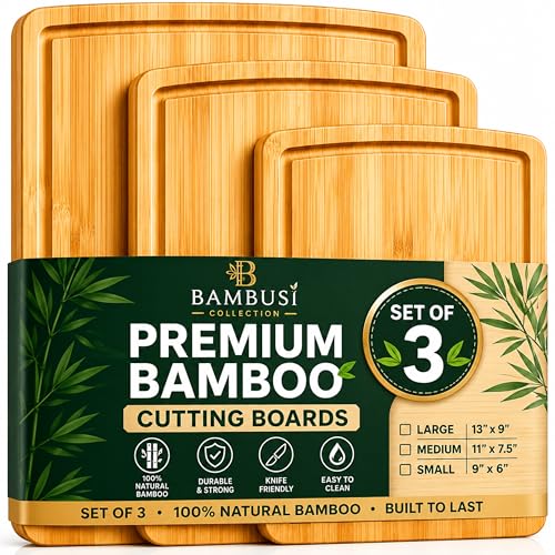 Juego de 3 Tablas de Cortar de Bambú Natural miniatura 1