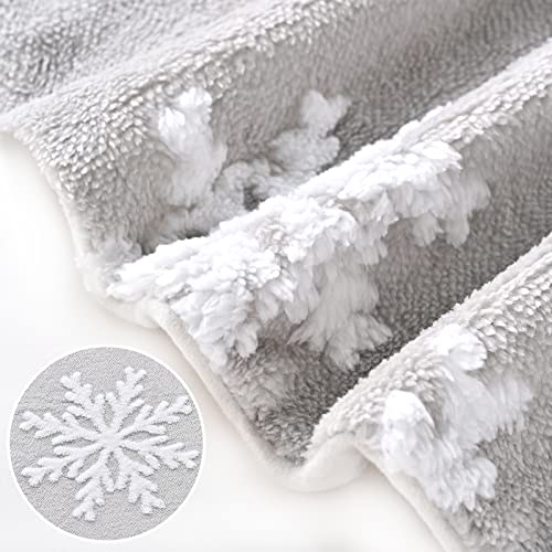 Christmas Tree Skirt 48 Inch Double Layers Jacquard Cashmere Snow Flake Xmas Holiday Decoration Ornament