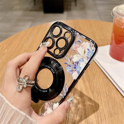 Coque iPhone 14 Pro fleur rose oiseau antichoc compatible charge magnétique - 6