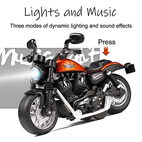image for Gilumza Pull Back Motorcycle Toys, Tiny Gift with Music Lighting, Retr