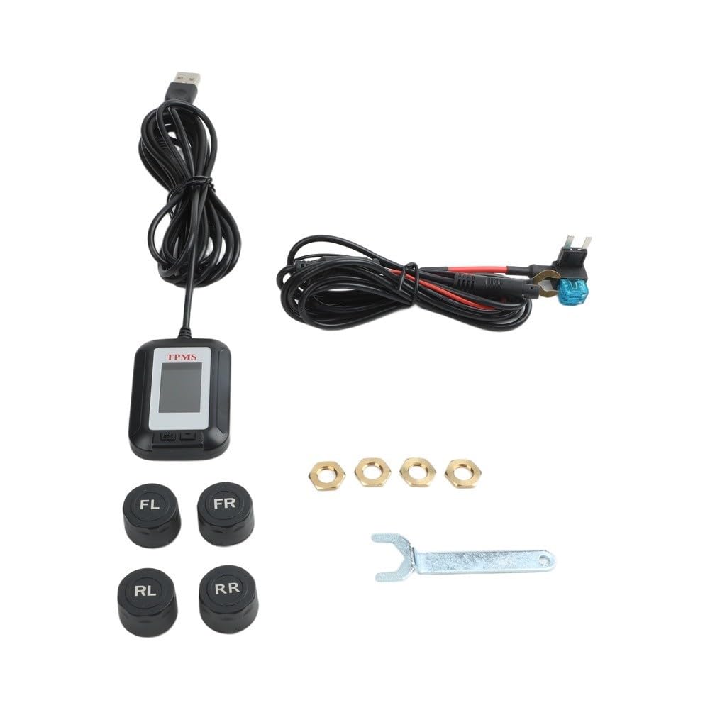 TPMS - Kit de monitoreo de presión de neumáticos inalámbrico con aplicación para doble pantalla, IP67 impermeable, sensores, USB 12 V ACC para coche, SUV, furgoneta para camión