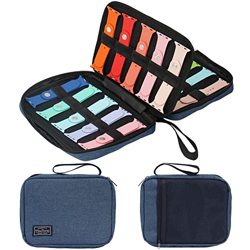 Image of PACMAXI 20 Watch Bands Storage Carrying Case Compatible with Watches,Expandable Watch Band Holder Stores 20 Watch Bands Fit for Most Sizes of Watch Straps,Organizer for Watch Bands, Bag Only (Blue)