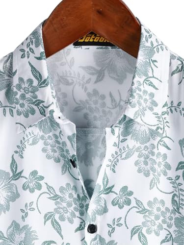 Image of JOTOOK Mens Hawaiian Shirt Short Sleeve Button Down Tropical Shirts Casual Floral Summer Beach Shirt