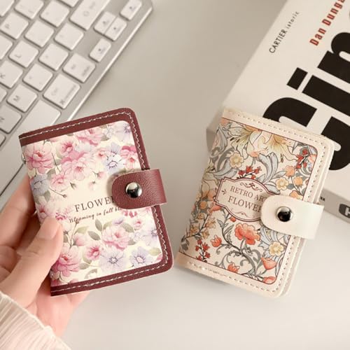 Credit Card Holder,Cute Flower Pattern Credit Card Bag,Slim Bifold Wallet,RFID Credit Card Wallet,Small Cute Card Holder for Women (Color 3)4