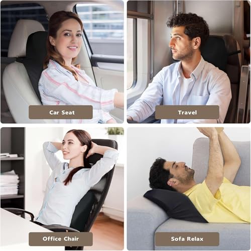 Image of Car Neck Pillow,Memory Foam Car Headrest Pillow for Neck Support, Breathable Removable Cover & Adjustable Strap, Ergonomic Design for Driving Comfort, Neck Pain Relief,Travel (2, 42CM-31CM-13CM)