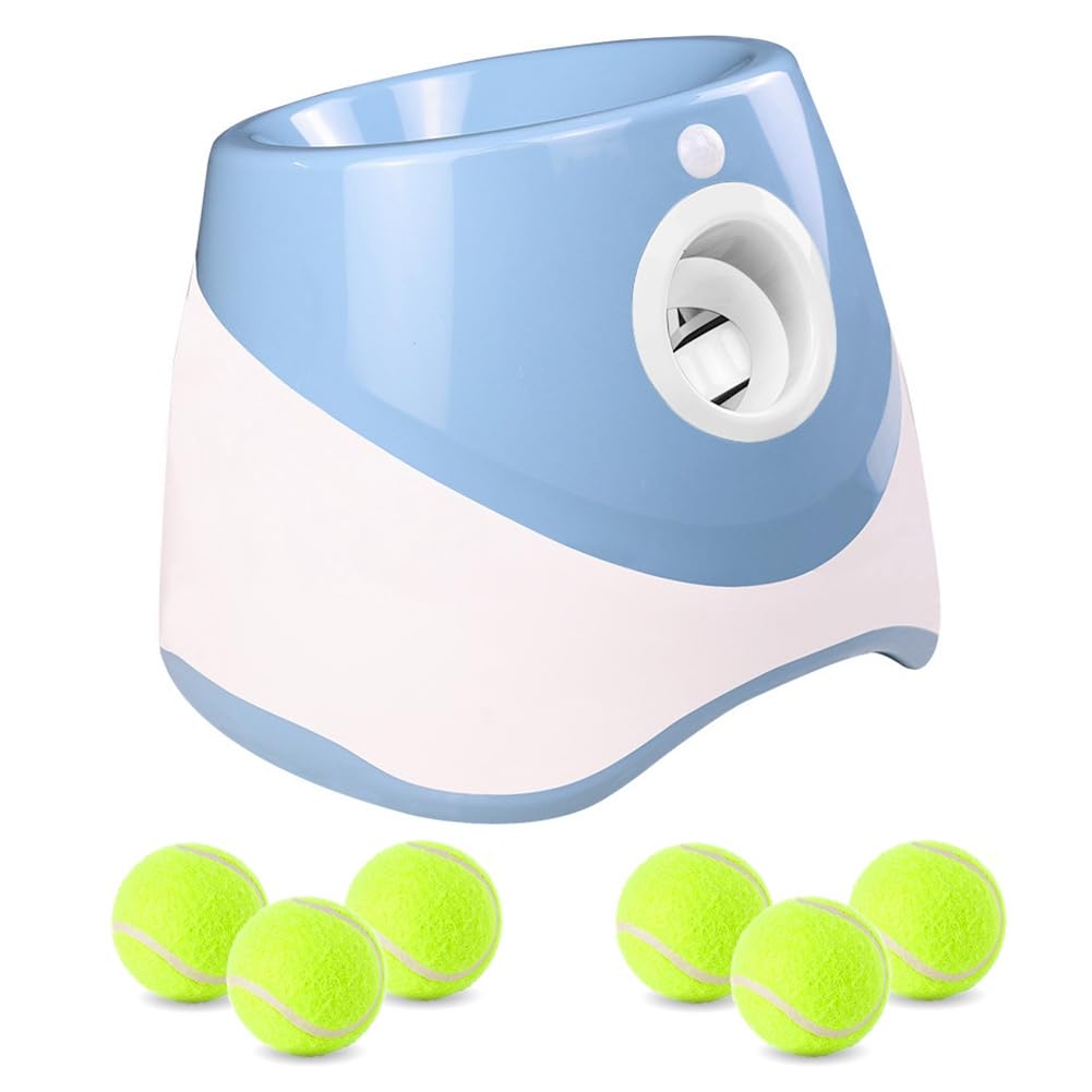 Lanciatore di palline da tennis per cani, giocattolo automatico, giocattolo interattivo, catapulta, blu