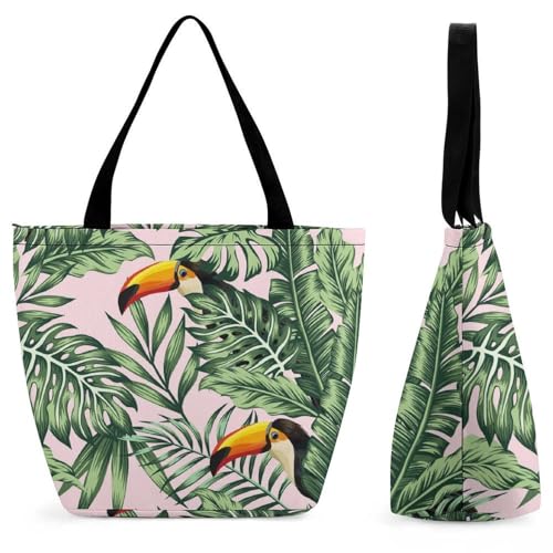 Sac à bandoulière palmier vert grand sac cabas voyage et shopping femme