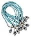 Lot of 10 - "Lucky" HAMSA Blue String Kabbalah Bracelets with Braided String and Rotating "Evil Eye" Hamsa Hand - Jewish Judaica Amulet Pendant Jewelry for "Success and Protection"