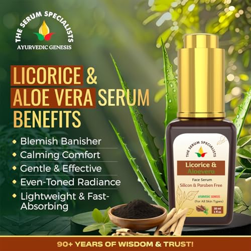 Image of Licorice & Aloe-Vera Face Serum - Brightens & Evens Skin Tone | Enriched Licorice Extract | Reduces Open Pores, Hyperpigmentation & Gives Luminous Glow | All Skin Types - 30ml
