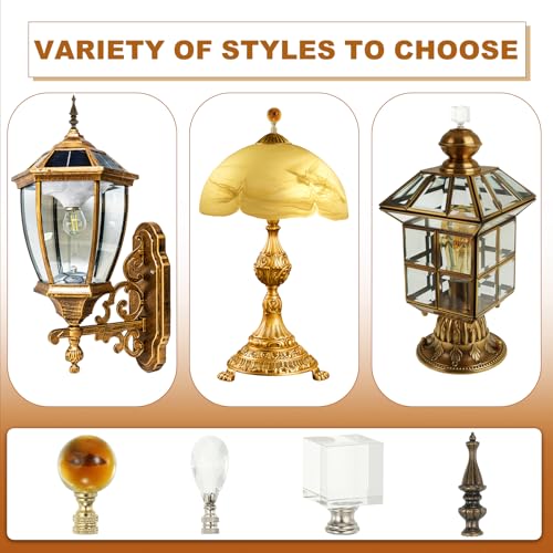 Image of PATIKIL 2pcs 1 /4-27 Lamp Finial Cap Knob, Brushed Lamp Shade Top Harp Top, Silver Tone