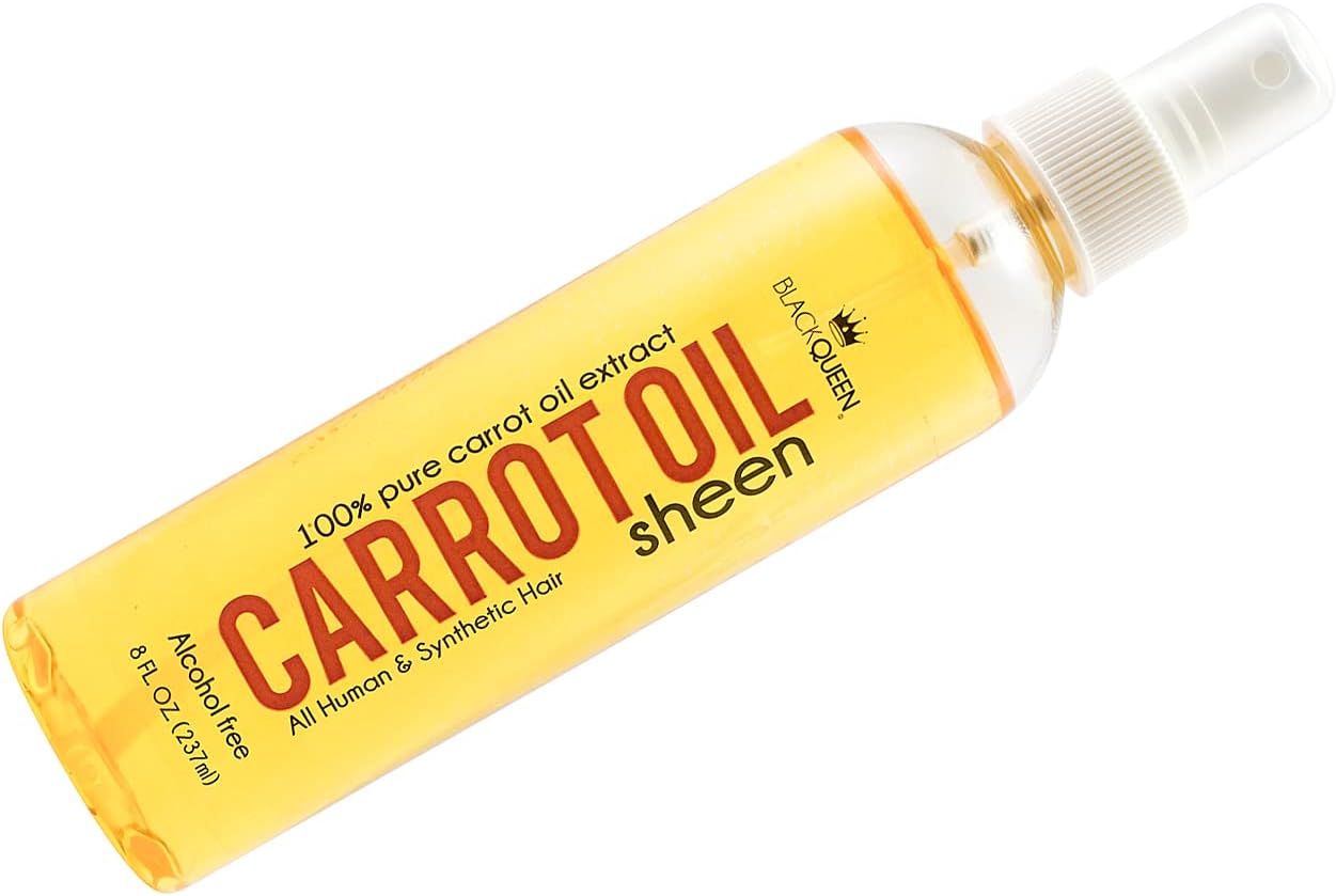 Black Queen Carrot Oil Sheen Spray – Lightweight Shine & Moisture for 4C Hair, Locs, Braids, Twists – Nourishing, Non-Greasy, Made in USA (8 oz)