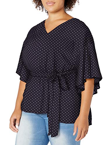 Jessica Simpson Women's Cerise Flutter Sleeve Tie Belt Top, Maritime Blue Dot, Small #TOP19