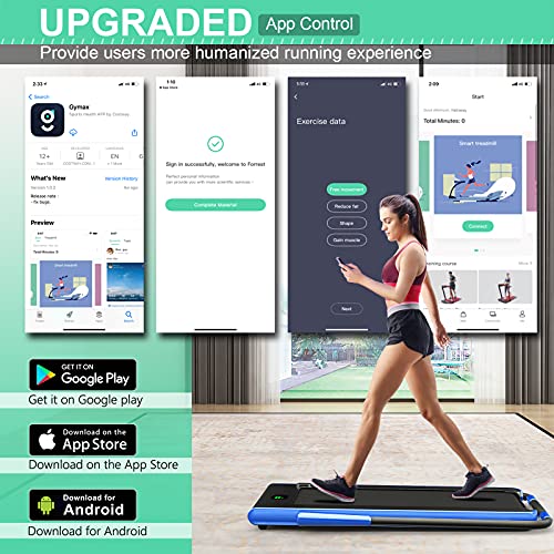 Image of GYMAX Walking Pad, 2 in 1 Free Installation Under Desk Treadmill with Smart App, Remote Control & LED Display, 2.25HP Foldable Portable Compact Running Machine for Small Spaces Home Office