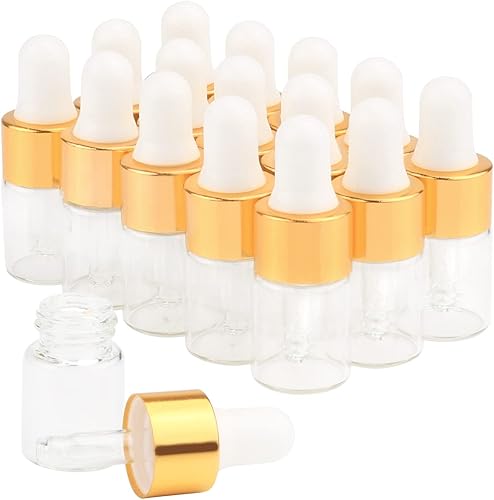 Miniatura 8 de 15 botellas de cristal con gotero de aceite esencial, mini botella de perfume transparente de 0.0 fl oz/0.1 fl oz/0.1 fl oz, frascos de muestra