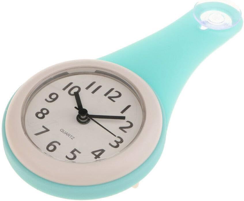Home Decor 4'' Round Analog Bathroom Wall Clock Steam Proof Shower Suction Wall Clocks - (Color:Blue)