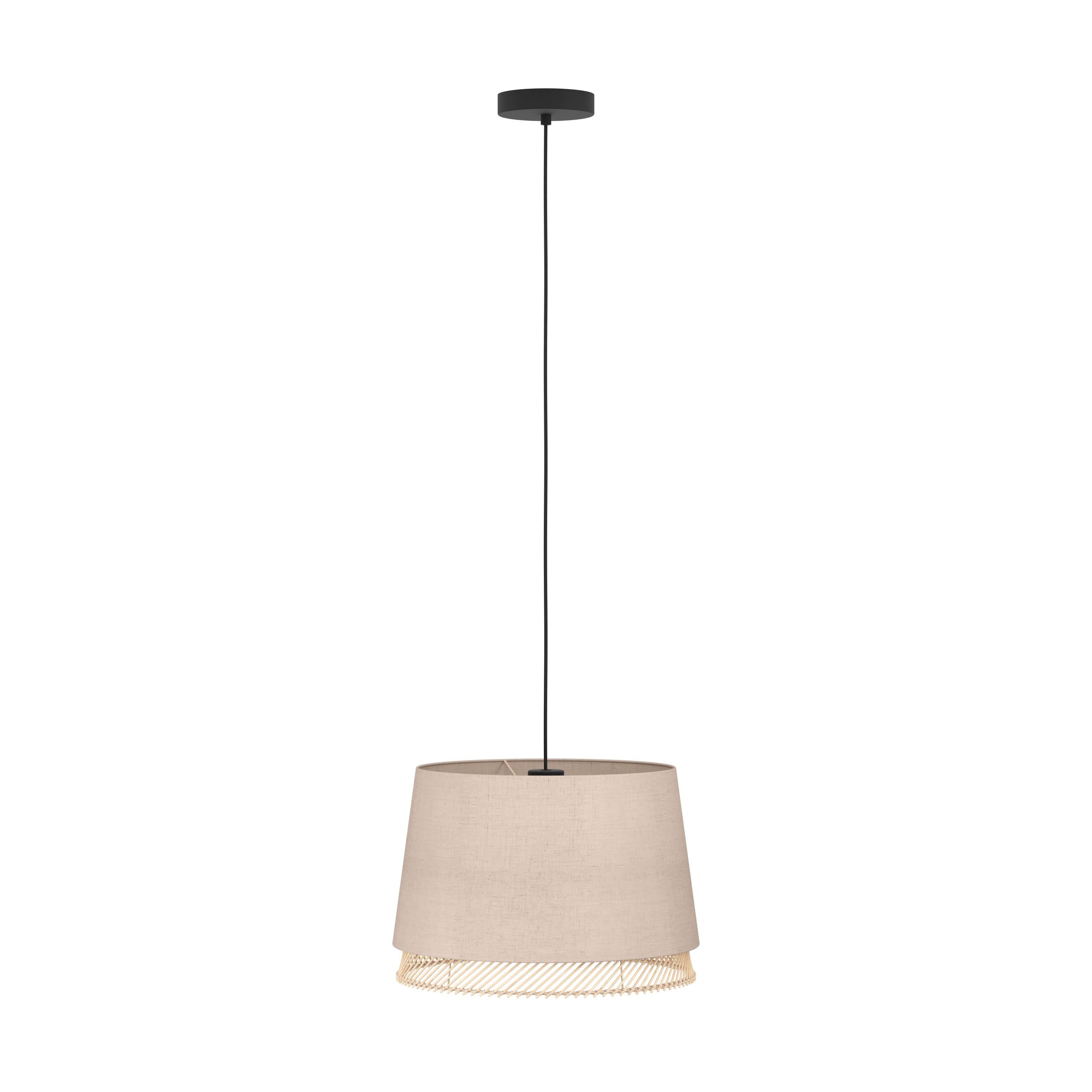Eglo Tabley Lámpara colgante con 1 llama, adecuada para colocar encima | de la mesa del comedor, fabricada con materiales naturales en lino y bambú, con portalámparas E27 y un diámetro de Ø 38 cm