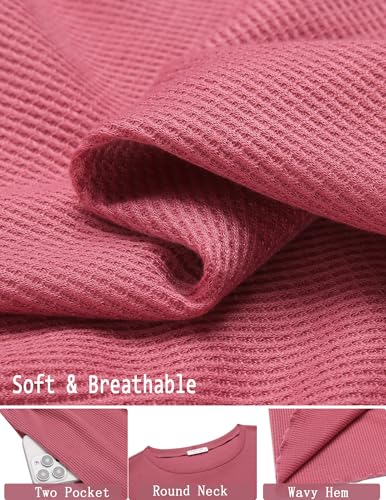 Image of Ekouaer Lounge Sets for Women Waffle Knit Pajama Set Shorts 2 Piece Matching Loungewear Summer Outfits with Pockets