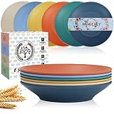 Homienly Wheat Straw Pasta Bowls 36oz, Large Salad Serving Bowls Set of 6, Unbreakable Soup Bowls, P