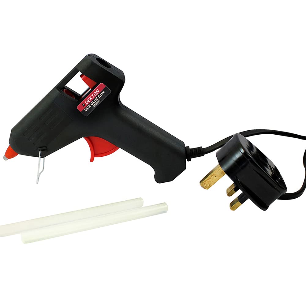 Dekton 10W Mini Glue Gun | Anti-Drip Nozzle | Ideal for Intricate Work | Fast and Easy Trigger Feed Application | Includes 2 Glue Sticks | 10W Power | Perfect for DIY, Crafting, and Repairs