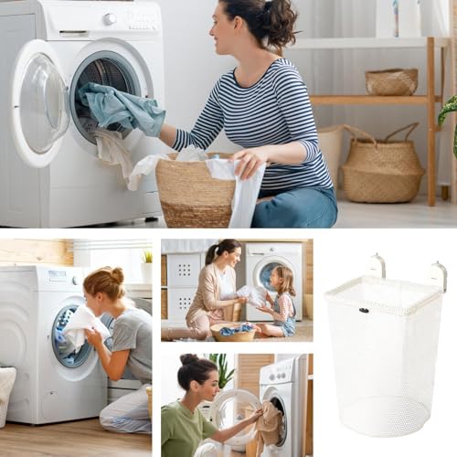 Cesta de lavandería para baño pequeña que soluciona la ropa amontonada 5
