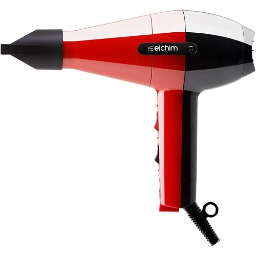 Elchim 2001 High Pressure Professional Hair Dryer, 1875W Blow Dryer, High-Pressure Airflow Technology, 2 Speeds & 5 Temperatures, Long-Life Motor 2000+ Hours, Made in Italy, Red/Black