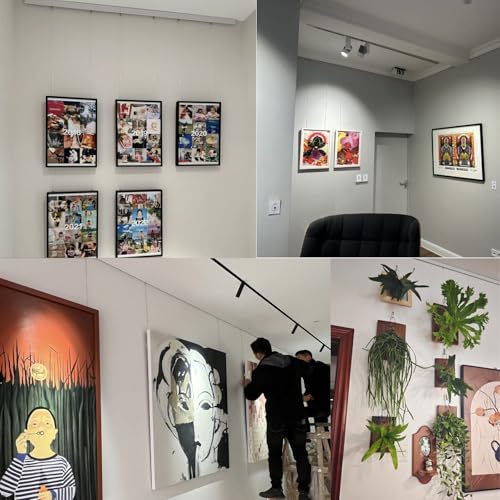 Image of 6.6ft Picture Rail Hanging System with Hooks, Wire & Frame for Wall Art - Dual Picture Frame Display, White Cable (9.8 inch /3m) - Perfect for Home Decor & Gallery Exhibits