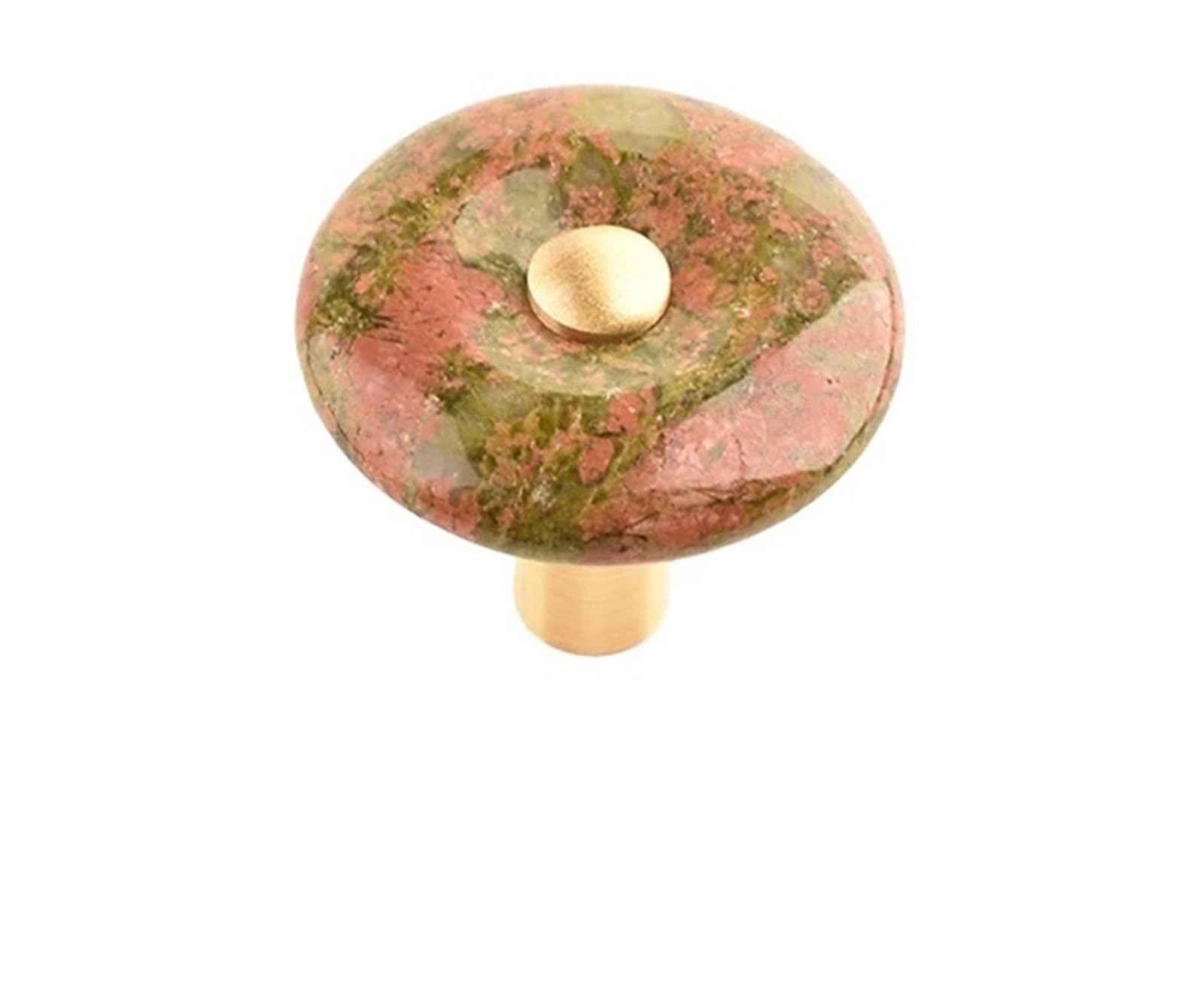 Boutons d'armoire ronds en cristal d'agate et laiton massif d'art